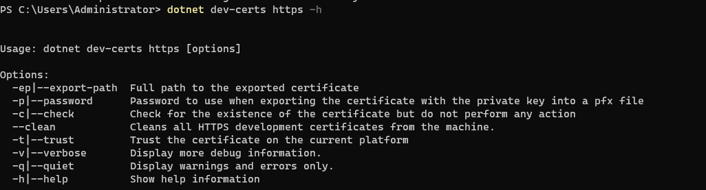 Unable to configure HTTPS endpoint. No server certificate was specified, and the default developer certificate could not be found or is out of date 的解决办法-程序旅途