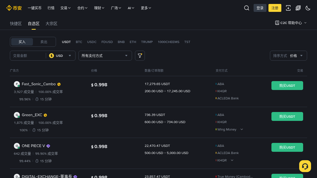 币安 P2P 买 USDT 怎么操作:快捷区与自选区步骤-程序旅途