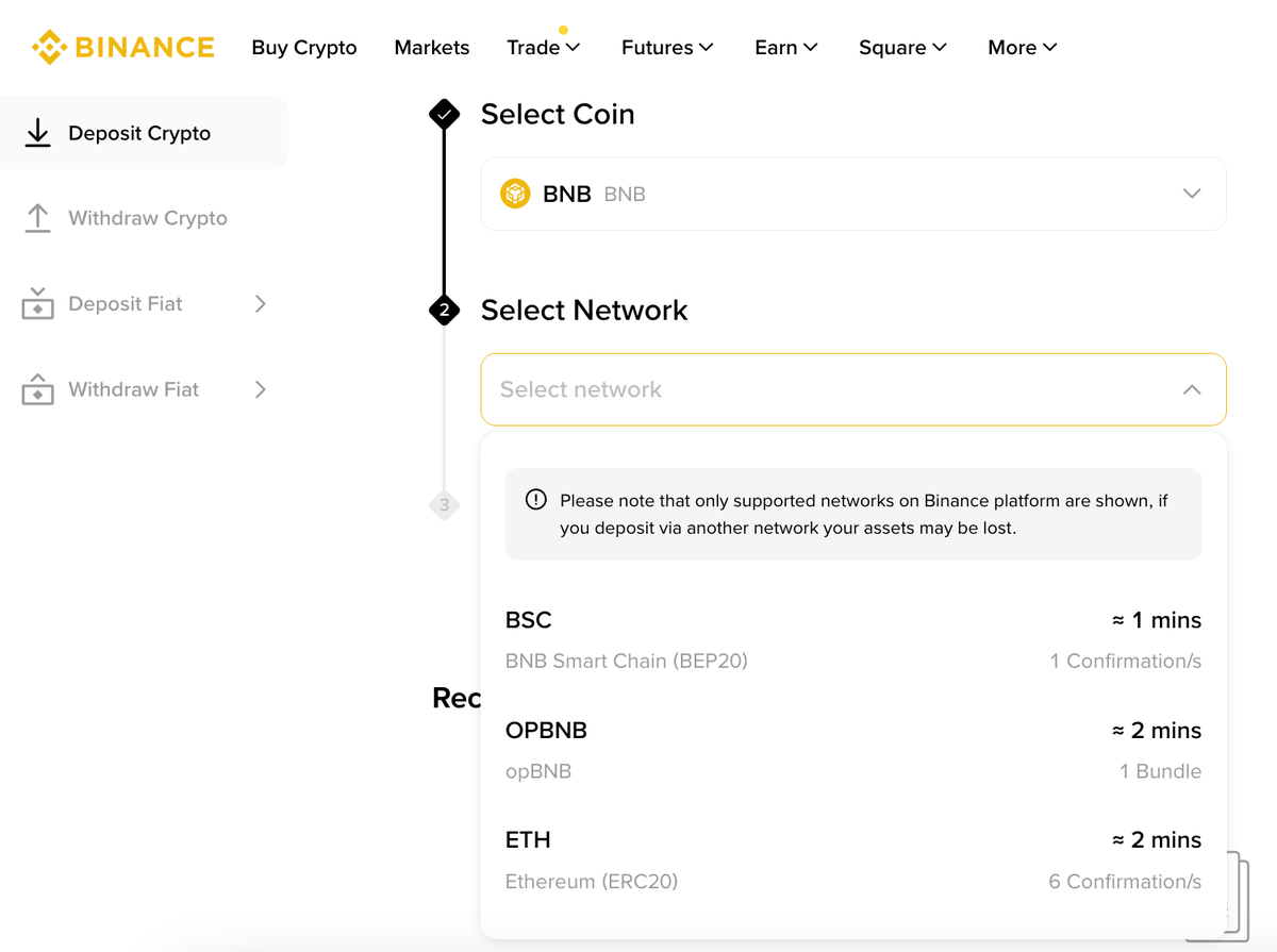 币安 USDT 充值怎么选网络:TRC20/ERC20/BEP20 对照与步骤-程序旅途